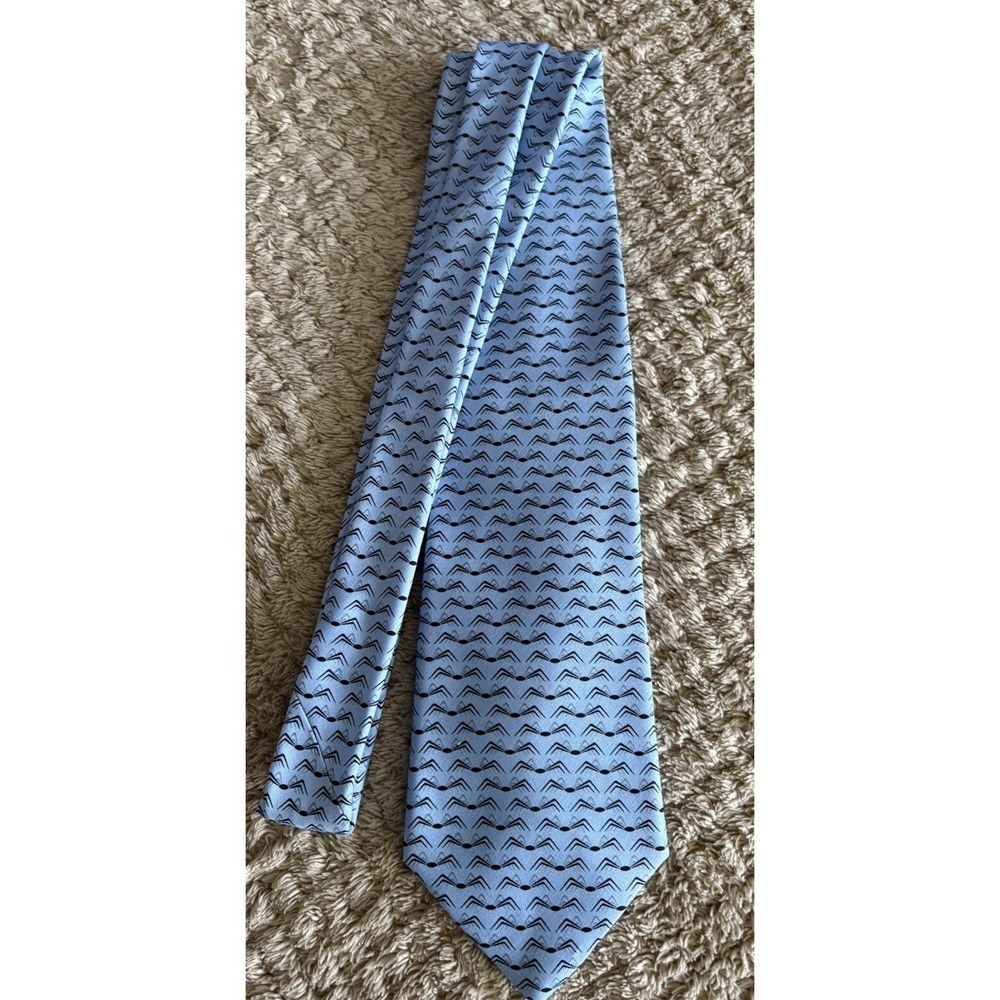 Vineyard Vines Custom SPIDER PRINT Blue Black Handmade 100% Silk Tie